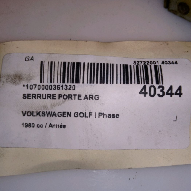 Serrure porte arg occasion VOLKSWAGEN GOLF I Phase 2 07-1980->01-1984 4