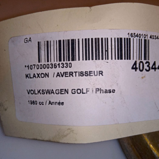 Klaxon  / avertisseur occasion VOLKSWAGEN GOLF I Phase 2 07-1980->01-1984 4