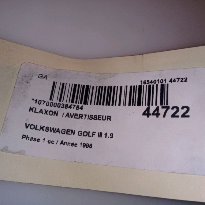 Klaxon  / avertisseur occasion VOLKSWAGEN GOLF III Phase 1 01-1992->12-1997 1.9 TDI 90ch 191951217 4