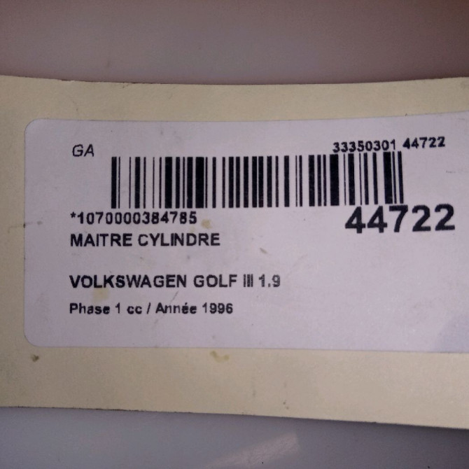 Maitre cylindre occasion VOLKSWAGEN GOLF III Phase 1 01-1992->12-1997 1.9 TDI 90ch 357611019B 4