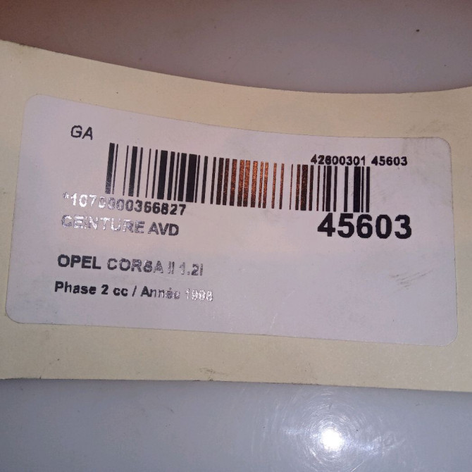 Ceinture avant droite occasion OPEL CORSA II Phase 2 04-1997->10-2000 1.2i 90286932 4