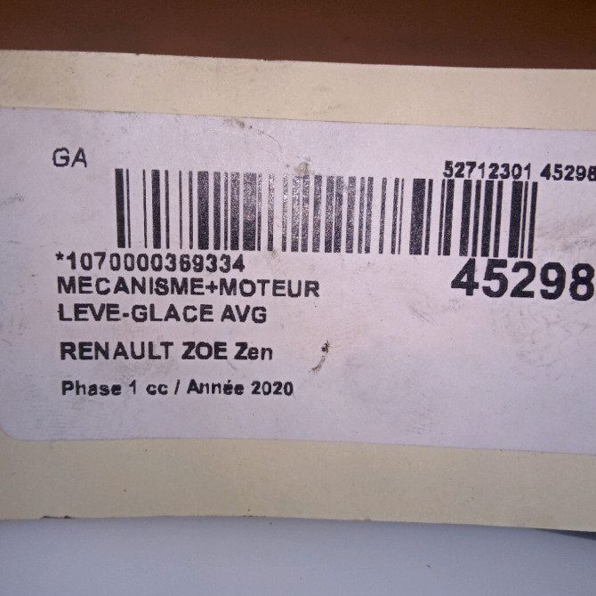 Mecanisme+moteur leve-glace avg occasion RENAULT ZOE Phase 1 10-2012->... Zen 4