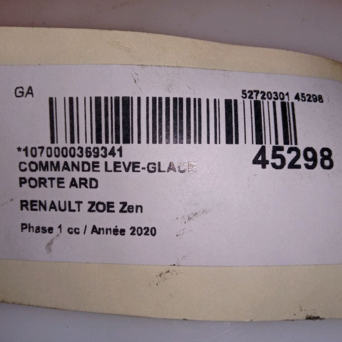 Commande leve-glace porte arrière droite occasion RENAULT ZOE Phase 1 10-2012->... Zen 4