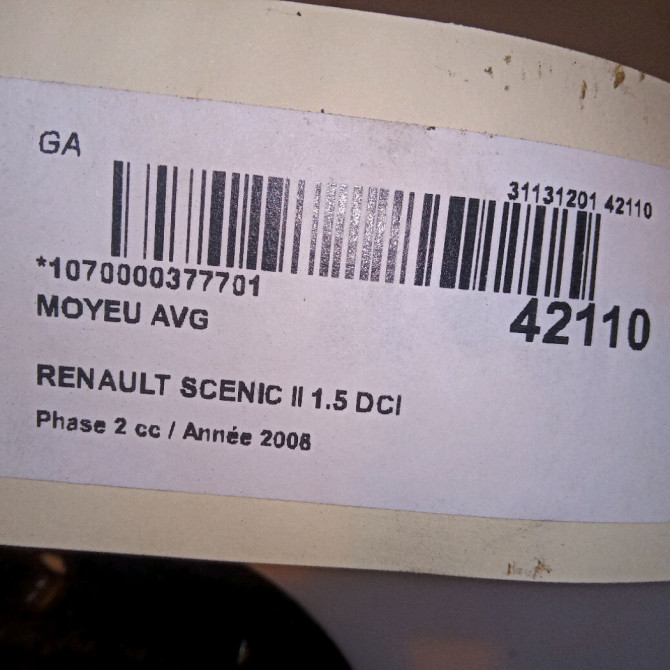 Moyeu avg occasion RENAULT SCENIC II Phase 2 09-2006->04-2009 1.5 DCI 105ch 7701210111 4