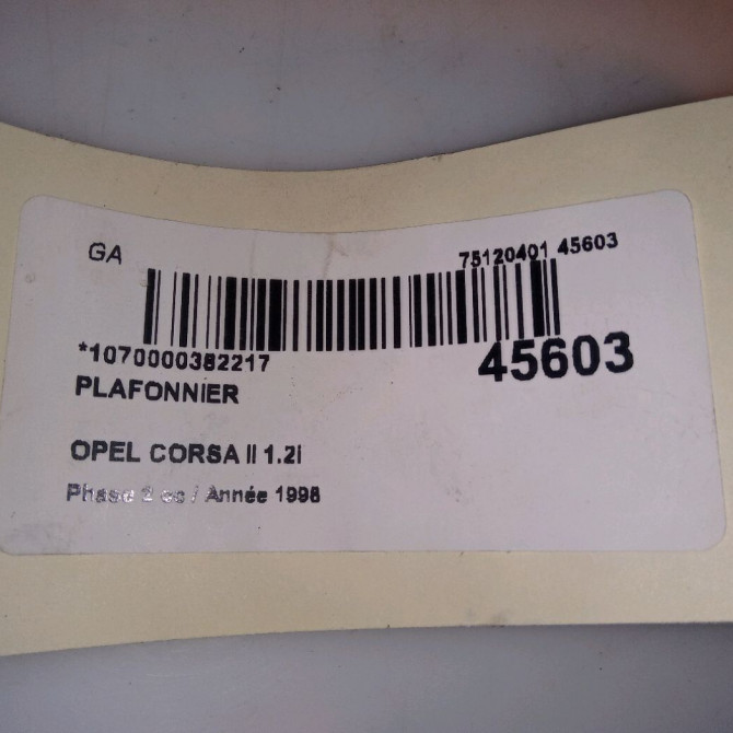 Plafonnier occasion OPEL CORSA II Phase 2 04-1997->10-2000 1.2i 90362999 3