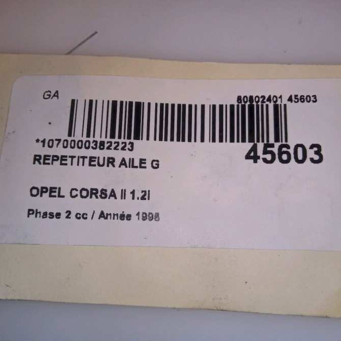 Répétiteur aile gauche occasion OPEL CORSA II Phase 2 04-1997->10-2000 1.2i 4