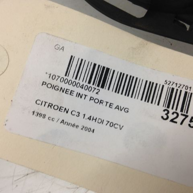 Poignee int porte avg occasion CITROEN C3 I Phase 1 04-2002->10-2005 1.4 HDi 9143K3 4