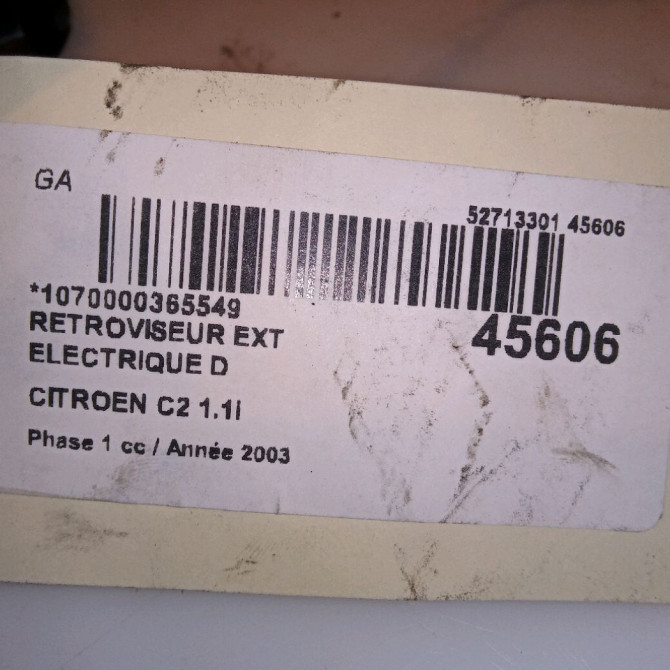 Retroviseur exterieur electrique droit occasion CITROEN C2 Phase 1 09-2003->10-2008 1.1i 8149ZQ 5