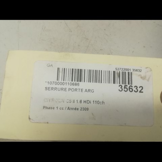 Serrure porte avd occasion CITROEN C5 II Phase 1 04-2008->... 1.6 HDi 110ch 9800618180 5