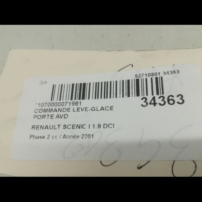 Commande lève-glace porte avant droite occasion RENAULT SCENIC I Phase 2 08-1999->06-2003 1.9 DCI 100ch 7700432963 4