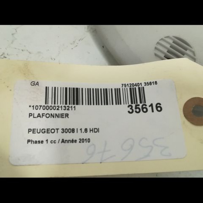 Plafonnier occasion PEUGEOT 3008 I Phase 1 04-2009->12-2013 1.6 HDI 110ch 6362T9 2