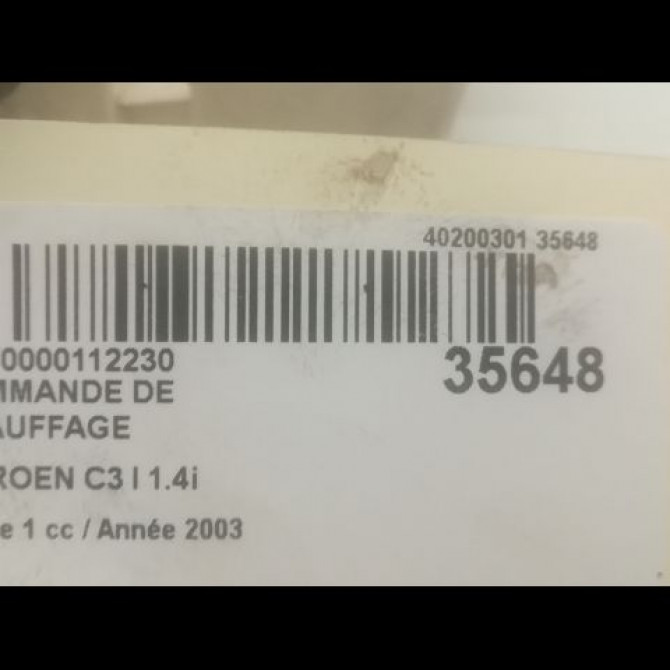 Commande de chauffage occasion CITROEN C3 I Phase 1 04-2002->10-2005 1.4i 6451KR 3