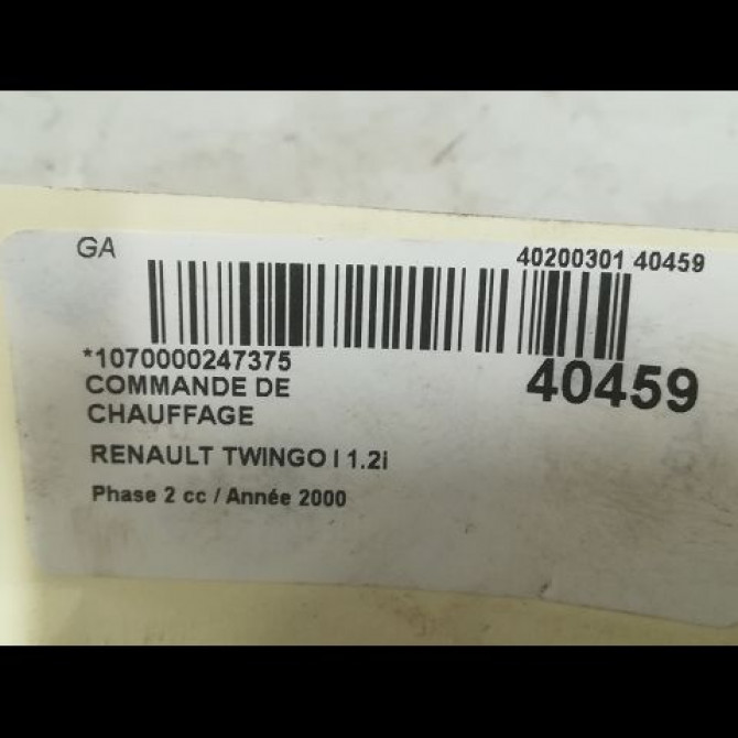 Commande de chauffage occasion RENAULT TWINGO I Phase 2 08-1998->08-2000 1.2i 60ch 3