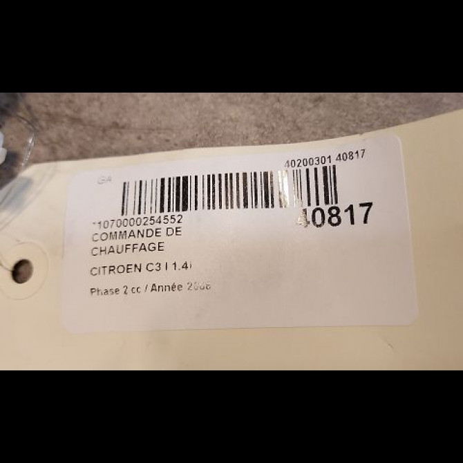 Commande de chauffage occasion CITROEN C3 I Phase 2 10-2005->12-2010 1.4i 6451KR 3