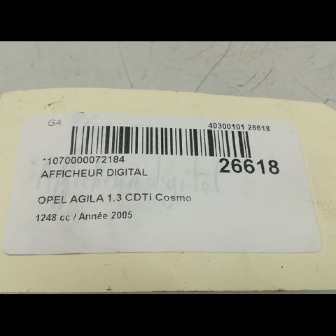 Afficheur digital occasion OPEL AGILA I Phase 1 08-2000->12-2007 1.3 CDTi 70ch 5