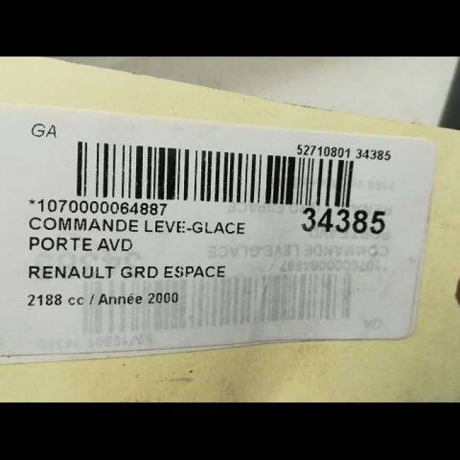 Commande lève-glace porte avant droite occasion RENAULT ESPACE III Phase 1 12-1996->09-2002 2.2 DT 7700876401 5