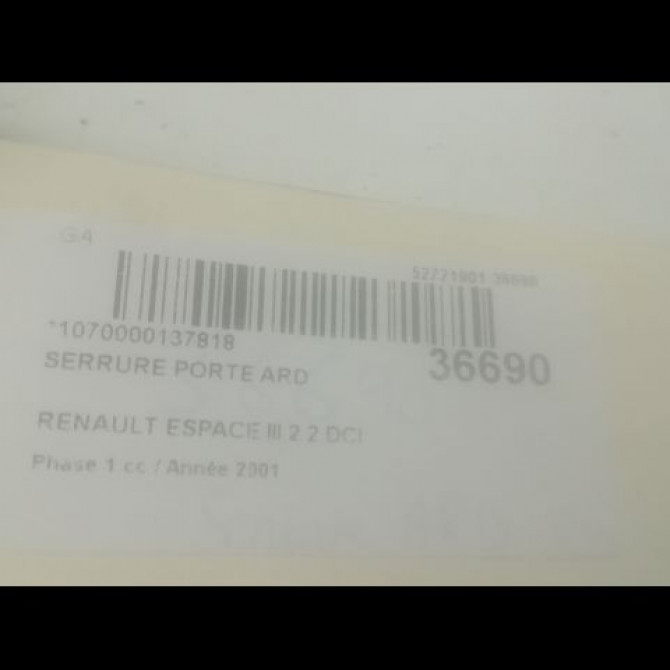 Serrure porte ard occasion RENAULT ESPACE III Phase 1 12-1996->09-2002 2.2 DCI 115ch 6025309506 3