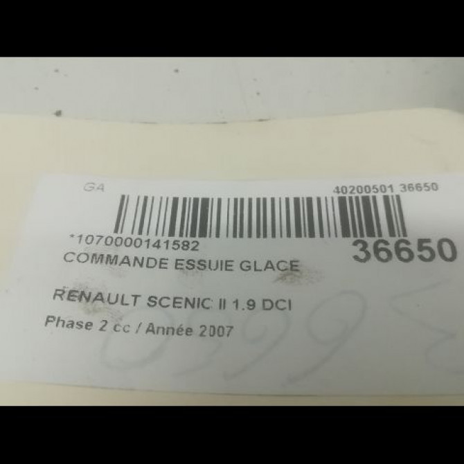 Commande essuie glace occasion RENAULT SCENIC II Phase 2 09-2006->04-2009 1.9 DCI 130ch 7701069597 3