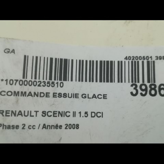 Commande essuie glace occasion RENAULT SCENIC II Phase 2 09-2006->04-2009 1.5 DCI 105ch 7701069597 3