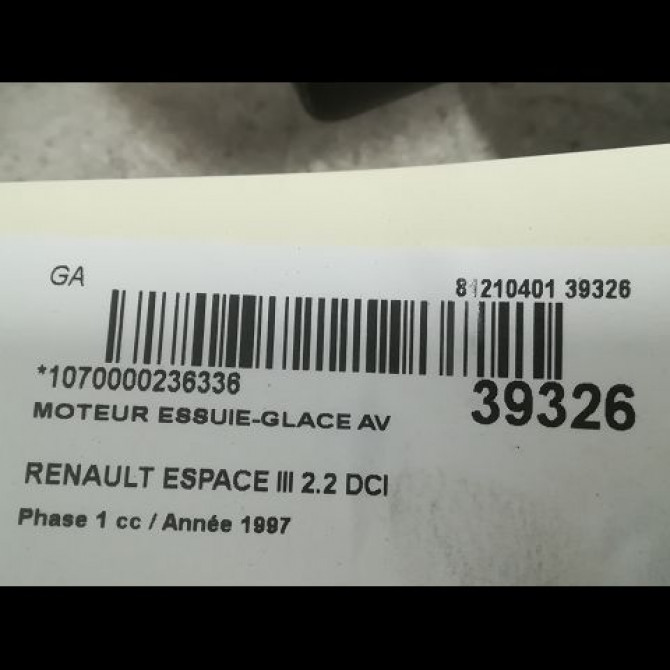 Moteur essuie-glace avant occasion RENAULT ESPACE III Phase 1 12-1996->09-2002 2.2 DCI 115ch 6025370339 3