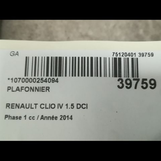 Plafonnier occasion RENAULT CLIO IV Phase 1 07-2012->... 1.5 DCI 75ch 264305143R 2