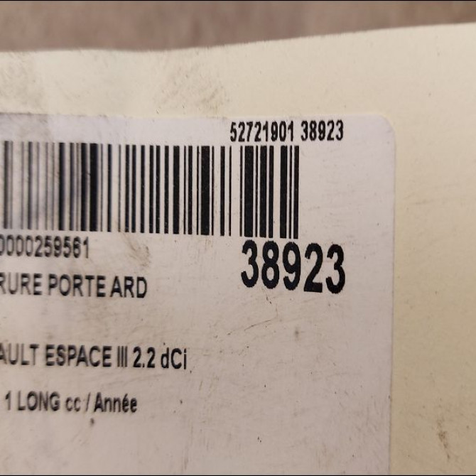 Serrure porte ard occasion RENAULT ESPACE III Phase 1 LONG 01-1998->09-2002 2.2 dCi 130ch 6025309506 3