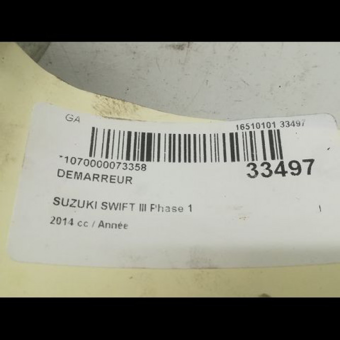 Démarreur occasion SUZUKI SWIFT IV Phase 1 09-2010->... 1.2 VVT 94ch 3110060R00 5