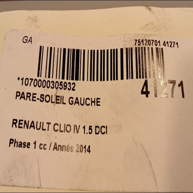 Pare-soleil gauche occasion RENAULT CLIO IV Phase 1 07-2012->... 1.5 DCI 90ch 964012136R 3