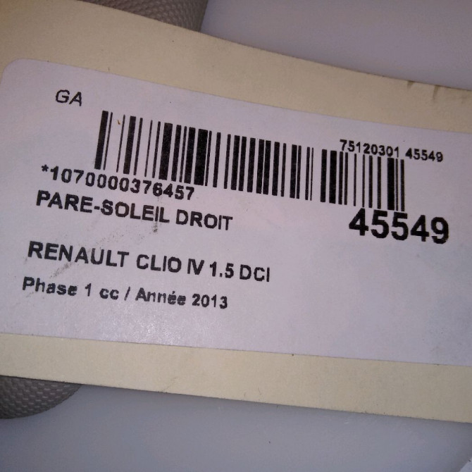 Pare-soleil droit occasion RENAULT CLIO IV Phase 1 07-2012->... 1.5 DCI 90ch 964003555R 4
