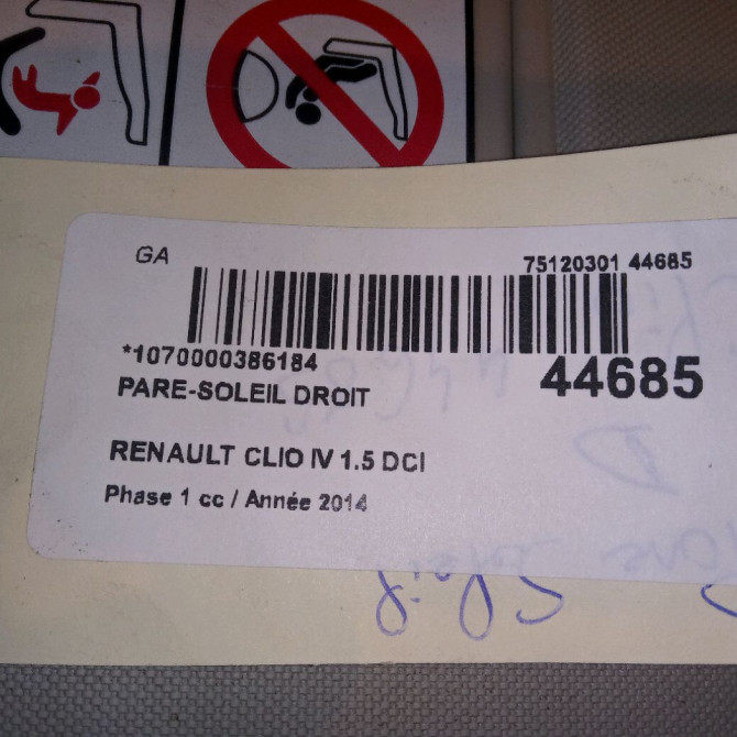 Pare-soleil droit occasion RENAULT CLIO IV Phase 1 07-2012->... 1.5 DCI 90ch 964003555R 4