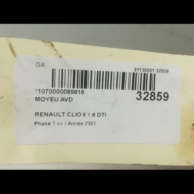 Moyeu avd occasion RENAULT CLIO II Phase 1 03-1998->06-2001 1.9 DTI 7701205779 3