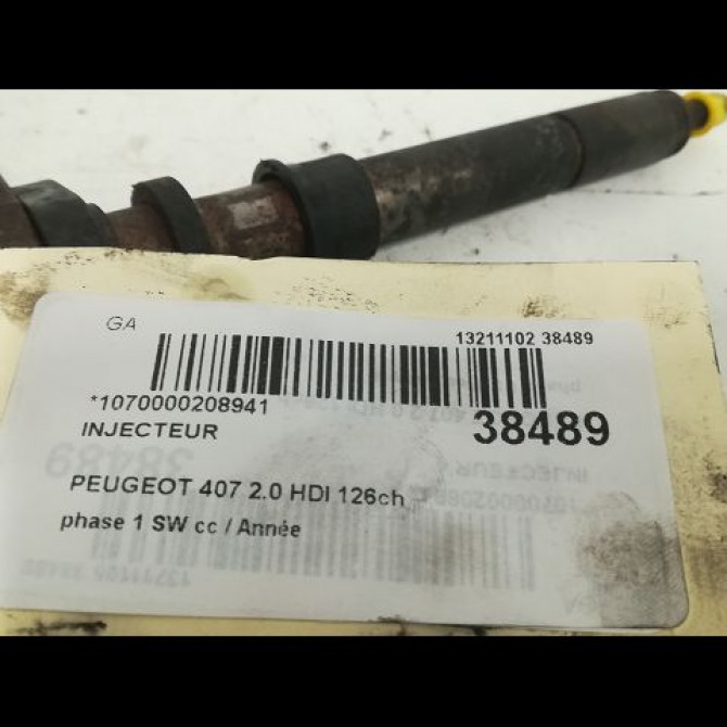 Injecteur occasion PEUGEOT 407 phase 1 SW 07-2004->07-2008 2.0 HDI 126ch 1980J6 3