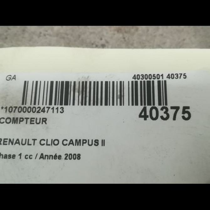 Compteur occasion RENAULT CLIO CAMPUS II Phase 1 07-2006->07-2009 1.5 DCI 65ch 8200276525 3