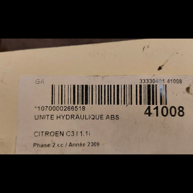 Unité hydraulique ABS occasion CITROEN C3 I Phase 2 10-2005->12-2010 1.1i 4541FY 4