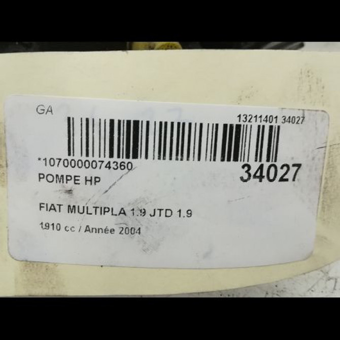 Pompe hp occasion FIAT MULTIPLA Phase 1 01-1999->09-2004 5