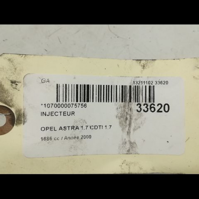 Injecteur occasion OPEL ASTRA II Phase 1 04-1998->09-2004 1.7 16v DTI 75ch 4