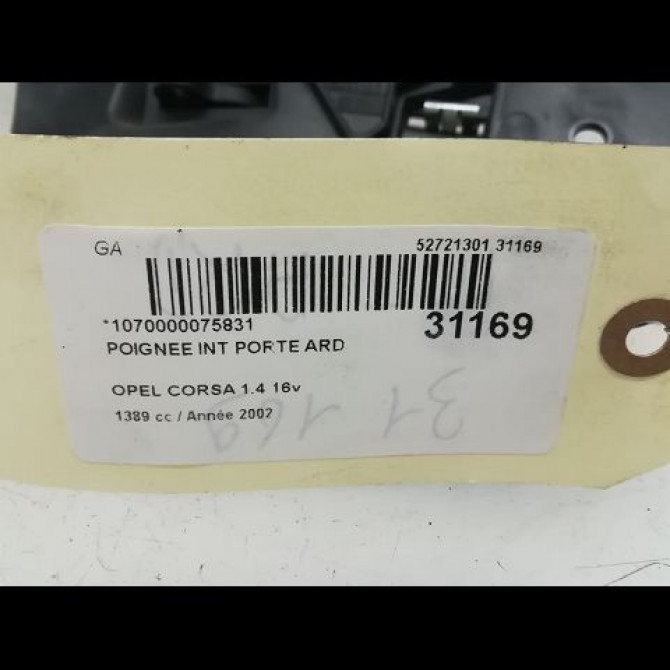 Poignee int porte ard occasion OPEL CORSA III Phase 1 10-2000->08-2003 1.4i 16v 13104276 4