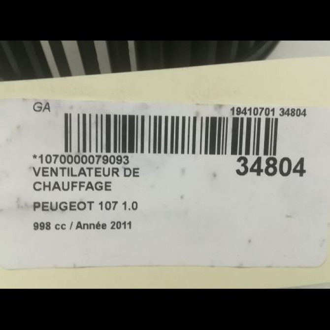 Ventilateur de chauffage occasion PEUGEOT 107 Phase 2 01-2009->01-2012 1.0i 70ch 12v 1608174880 3