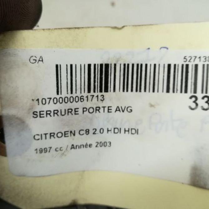 Serrure porte avg occasion CITROEN C8 Phase 1 06-2002->... 2.0 HDi 16v 110ch 9135L4 4