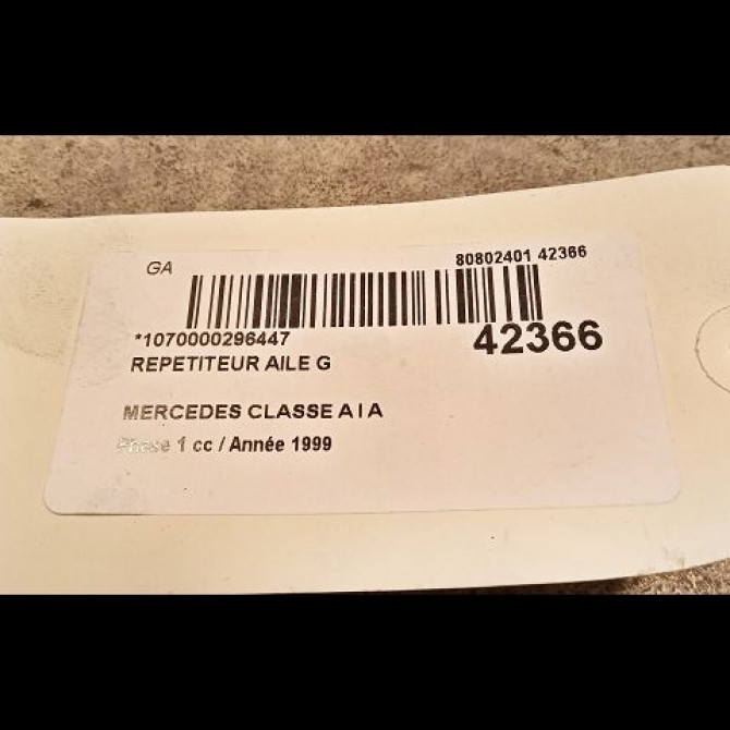 Répétiteur aile gauche occasion MERCEDES CLASSE A I Phase 1 01-1998->03-2001 A 170 CDI 1688200121 2