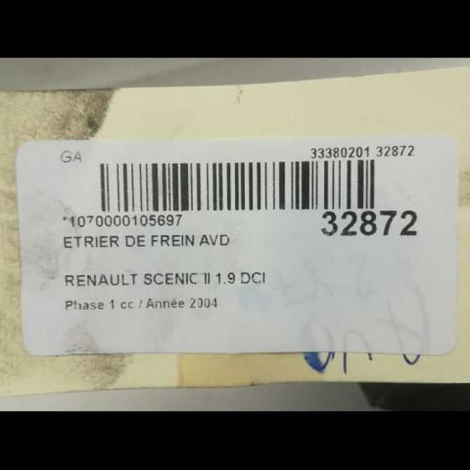 Etrier de frein avant droit occasion RENAULT SCENIC II Phase 1 03-2004->09-2006 1.9 DCI 120ch 7701207686 3