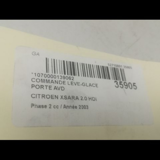 Commande lève-glace porte avant droite occasion CITROEN XSARA Phase 2 09-2000->12-2005 2.0 HDi 90ch 6552Z7 3