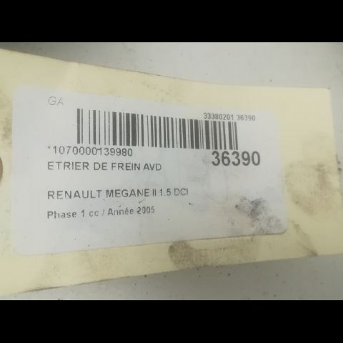 Etrier de frein avant droit occasion RENAULT MEGANE II Phase 1 09-2003->12-2005 1.5 DCI 80ch 7701207686 3