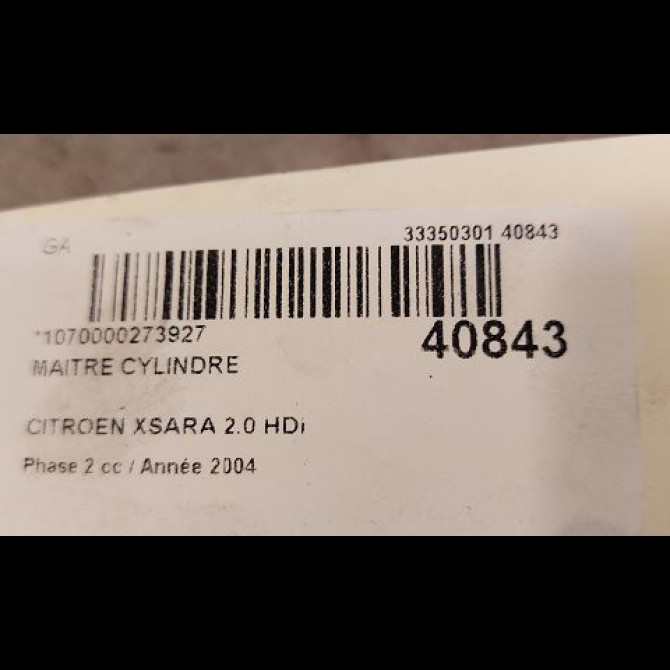 Maitre cylindre occasion CITROEN XSARA Phase 2 09-2000->12-2005 2.0 HDi 90ch 4601L5 2