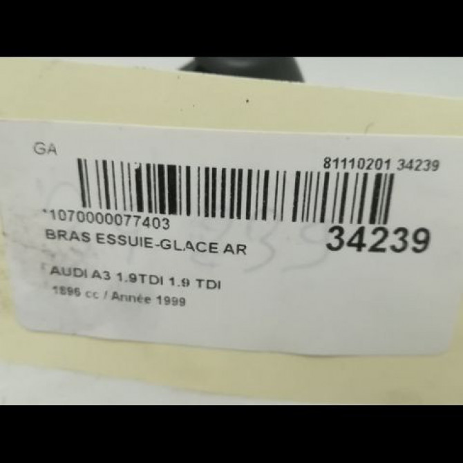 Bras essuie-glace arrière occasion AUDI A3 I Phase 1 09-1996->10-2000 8D9955407A 2