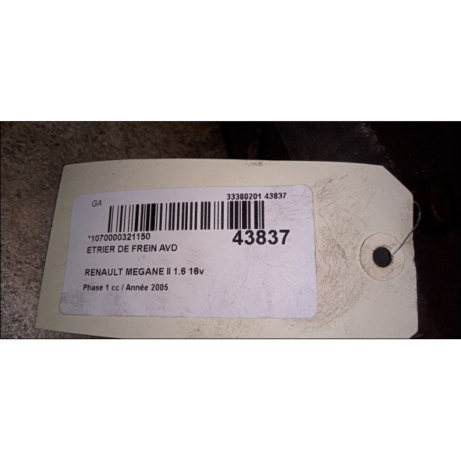 Etrier de frein avant droit occasion RENAULT MEGANE II Phase 1 09-2003->12-2005 1.6 16v 7701207686 3