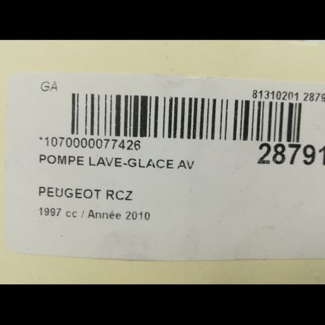 Pompe lave-glace avant occasion PEUGEOT RCZ Phase 1 01-2010->12-2012 6434F5 4