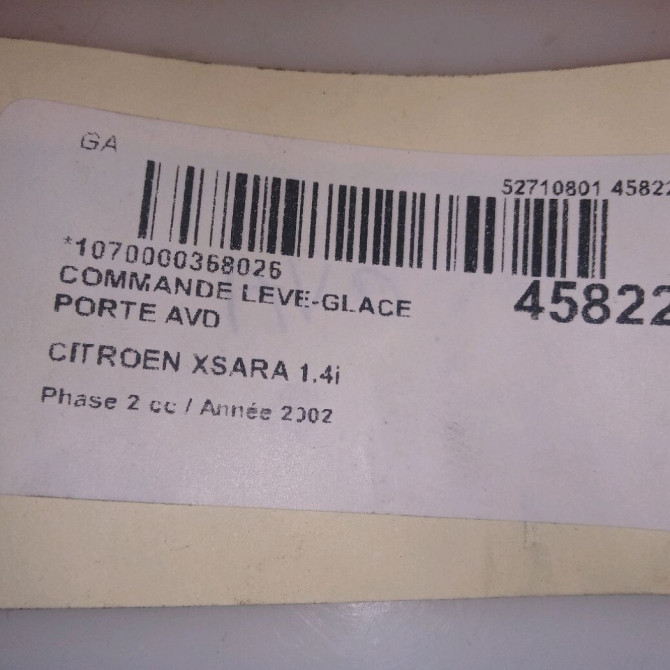 Commande lève-glace porte avant droite occasion CITROEN XSARA Phase 2 09-2000->12-2005 1.4i 6552Z7 4