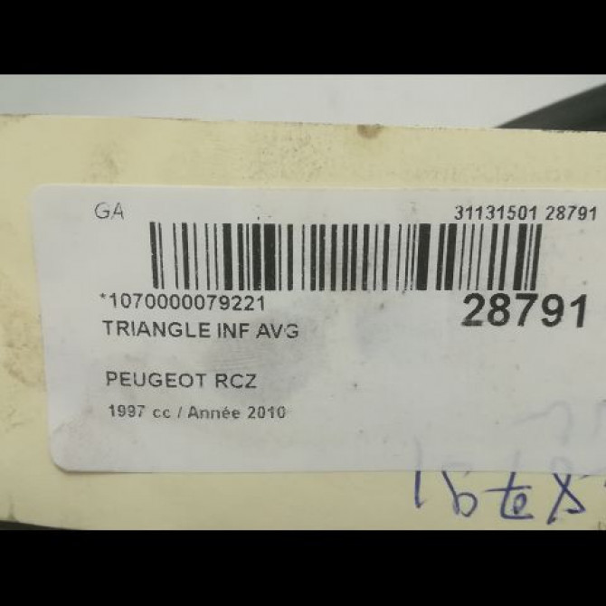 Triangle inf avg occasion PEUGEOT RCZ Phase 1 01-2010->12-2012 3520Y3 3