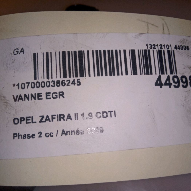 Vanne EGR occasion OPEL ZAFIRA II Phase 2 01-2008->12-2014 1.9 CDTI 100ch 6